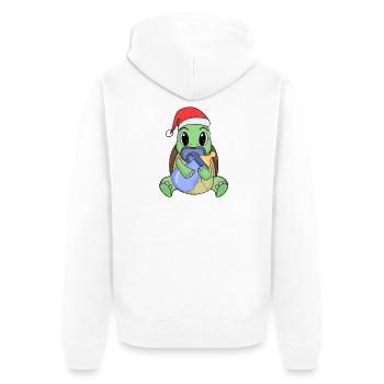 Turtle Baby Christmas - Unisex Premium Organic Zip Hoodie - white - Back - Thijin (182cm)