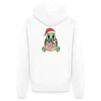 Turtle Baby Christmas - Unisex Premium Organic Zip Hoodie - white - Back - Thijin (182cm)