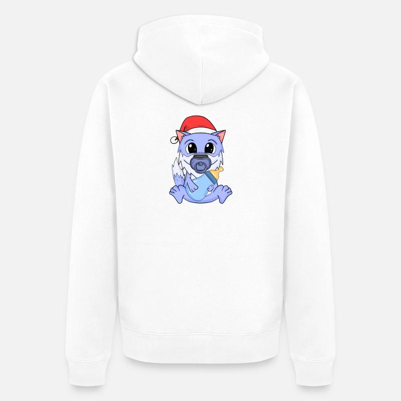 Bébé loup Noël - Veste à capuche bio Premium Unisexe - blanc