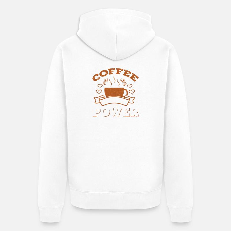Le café me donne du pouvoir - Veste à capuche bio Premium Unisexe - blanc
