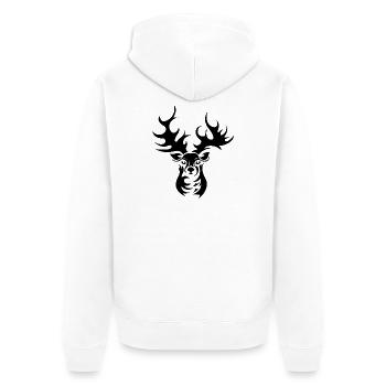Rentier Elch Hirsch Geweih Illustration Symbol - Unisex Premium Bio Zip Hoodie - Weiß - Hinten - Thijin (182cm)