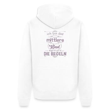 Ich bin das Mittlere Kind wegen mir gibt es die - Unisex Premium Bio Zip Hoodie - Weiß - Hinten - Thijin (182cm)