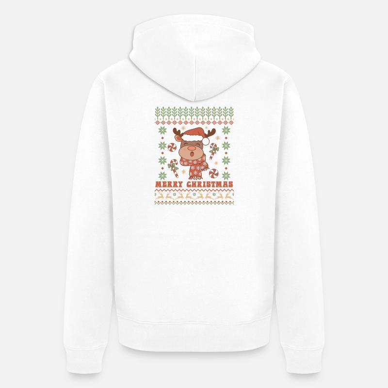 Pull de Noël moche - Veste à capuche bio Premium Unisexe - blanc