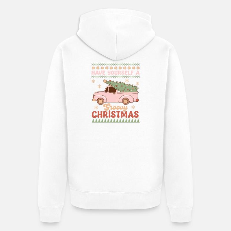 Pull de Noël moche - Veste à capuche bio Premium Unisexe - blanc