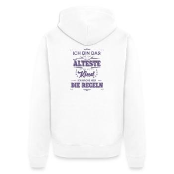 ich bin das älteste Kind ich mache die Regeln - Unisex Premium Bio Zip Hoodie - Weiß - Hinten - Thijin (182cm)