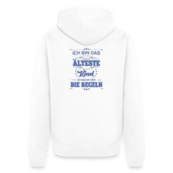 ich bin das älteste Kind ich mache die Regeln - Unisex Premium Bio Zip Hoodie - Weiß - Hinten - Thijin (182cm)