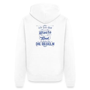 Ich bin das älteste Kind ich mache hier die Regeln - Unisex Premium Bio Zip Hoodie - Weiß - Hinten - Thijin (182cm)