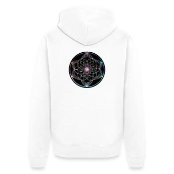 Fleur de vie Cercle géométrique coloré - Veste à capuche bio Premium Unisexe - blanc - Dos - Thijin (182cm)