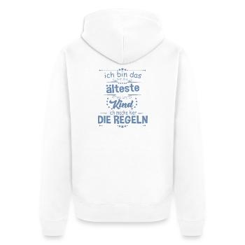 Ich bin das älteste Kind ich mache hier die Regeln - Unisex Premium Bio Zip Hoodie - Weiß - Hinten - Thijin (182cm)