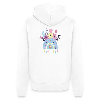 Pastell Regenbogen Blumen - Unisex Premium Bio Zip Hoodie - Weiß - Hinten - Thijin (182cm)