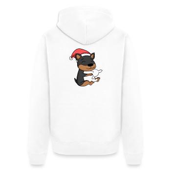 Pinscher Hund Tier Weihnachten - Unisex Premium Bio Zip Hoodie - Weiß - Hinten - Thijin (182cm)
