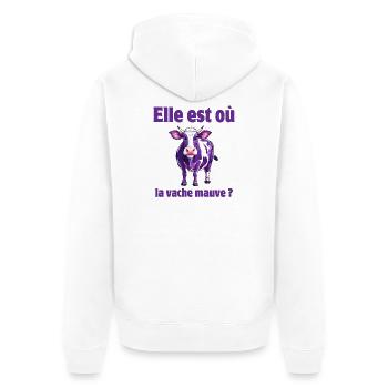 Kuh, Kuh Humor, Kuh lila - Unisex Premium Bio Zip Hoodie - Weiß - Hinten - Thijin (182cm)