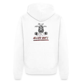Bis auf schlechte Laune... Alles Gut! - Unisex Premium Bio Zip Hoodie - Weiß - Hinten - Thijin (182cm)