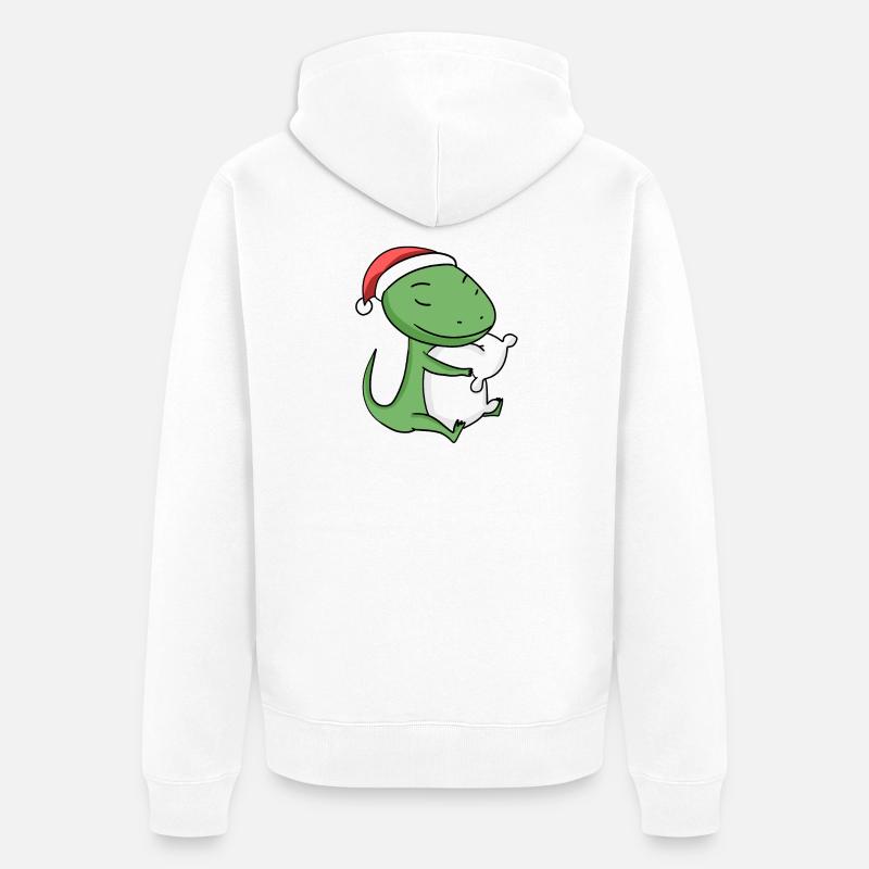 Lézard Mignon Fatigué Noël - Veste à capuche bio Premium Unisexe - blanc