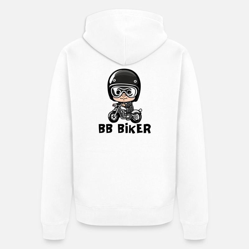 bébé motard, bébé biker, baby biker - Veste à capuche bio Premium Unisexe - blanc