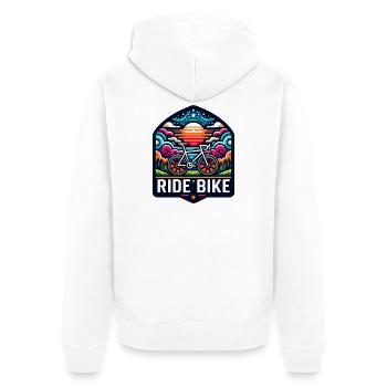 Ride Bike - pour les vrais cyclistes. - Veste à capuche bio Premium Unisexe - blanc - Dos - Thijin (182cm)