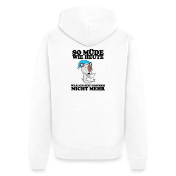 Müde Spruch Verschlafen Schlafen Ausschlafen Faul - Unisex Premium Bio Zip Hoodie - Weiß - Hinten - Thijin (182cm)