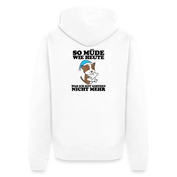 Müde Spruch Verschlafen Schlafen Ausschlafen Faul - Unisex Premium Bio Zip Hoodie - Weiß - Hinten - Thijin (182cm)