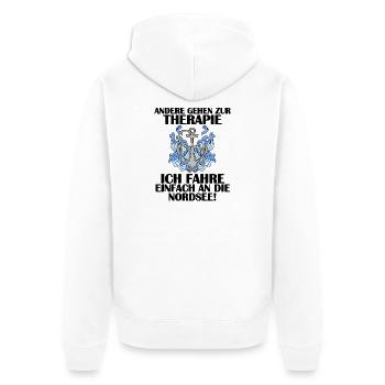 Nordsee Spruch - Unisex Premium Bio Zip Hoodie - Weiß - Hinten - Thijin (182cm)