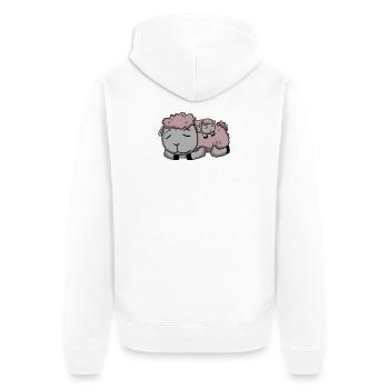 Famille de moutons - Moutons avec bébé - Parent isolé - Veste à capuche bio Premium Unisexe - blanc - Dos - Thijin (182cm)