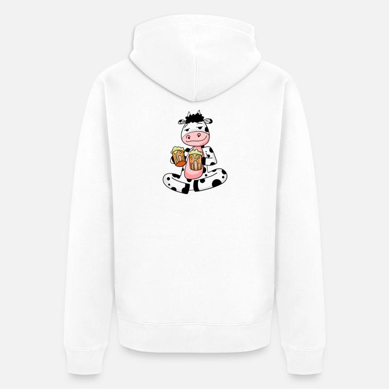 Vache à la bière - Veste à capuche bio Premium Unisexe - blanc