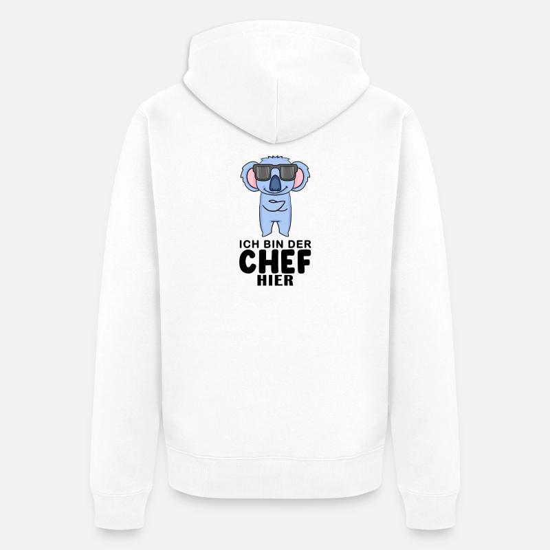 Chef Spruch mit Koala Motiv - Unisex Premium Bio Zip Hoodie - Weiß