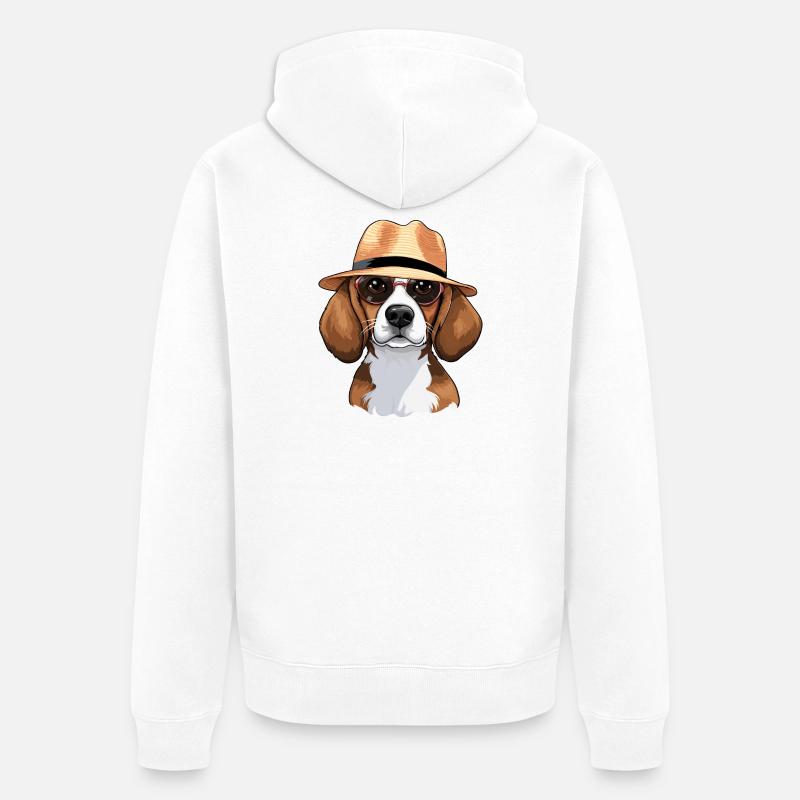 cavalier king charles, beagle, chien - Veste à capuche bio Premium Unisexe - blanc