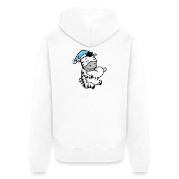 Zèbre avec oreiller et bonnet de somnolence - Veste à capuche bio Premium Unisexe - blanc - Dos - Thijin (182cm)