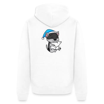 Siberian Husky Schlafen Müdigkeit Hund - Unisex Premium Bio Zip Hoodie - Weiß - Hinten - Thijin (182cm)