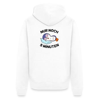Nur noch 5 Minuten Langschläfer Schlafen Müdigkeit - Unisex Premium Bio Zip Hoodie - Weiß - Hinten - Thijin (182cm)