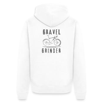 Gravel Bike Grinder Abenteuer - Unisex Premium Bio Zip Hoodie - Weiß - Hinten - Thijin (182cm)