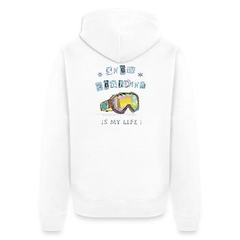 Winter sports, snowboarding - Unisex Premium Organic Zip Hoodie - white - Back - Thijin (182cm)
