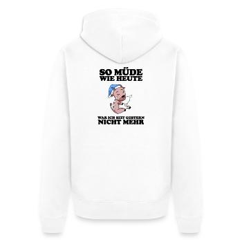 Müde Spruch lustig Schlafen Ausschlafen Faul - Unisex Premium Bio Zip Hoodie - Weiß - Hinten - Thijin (182cm)
