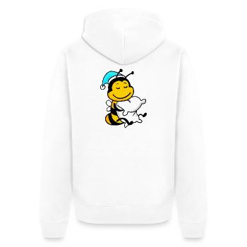 Bee with pillow and sleepy cap - Unisex Premium Organic Zip Hoodie - white - Back - Thijin (182cm)