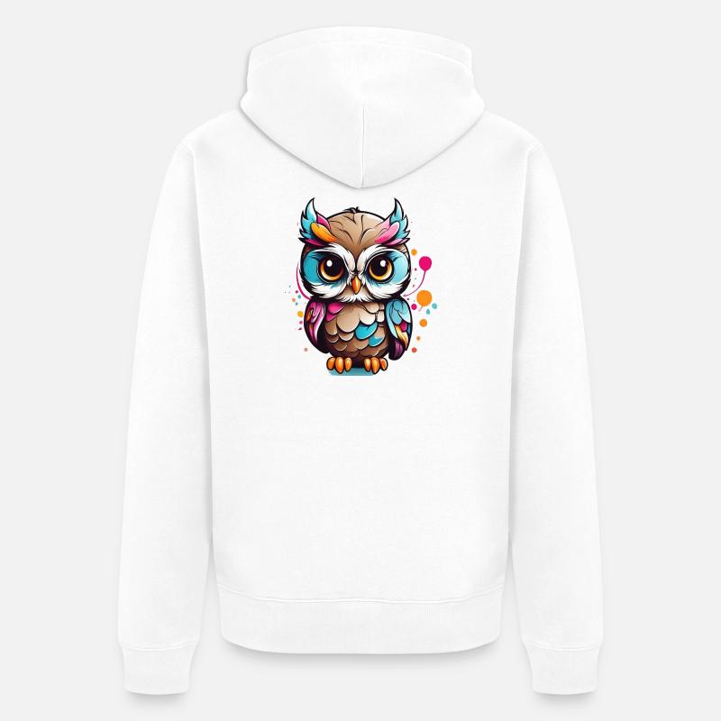 Bunte Eulenfigur im Pop Art Stil - Unisex Premium Bio Zip Hoodie - Weiß