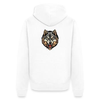 Wolfsgewitter Kopfprint - Unisex Premium Bio Zip Hoodie - Weiß - Hinten - Thijin (182cm)