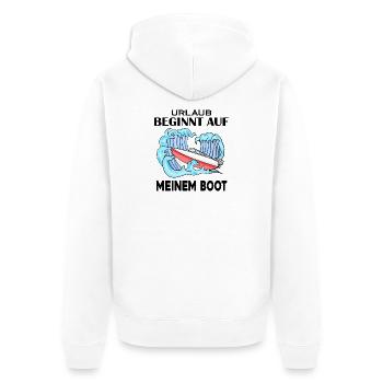 Urlaub Boot Spruch - Unisex Premium Bio Zip Hoodie - Weiß - Hinten - Thijin (182cm)