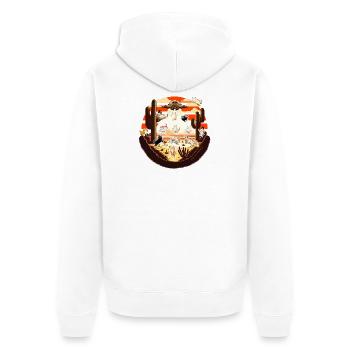 Cats in UFO desert sunset - Unisex Premium Organic Zip Hoodie - white - Back - Thijin (182cm)
