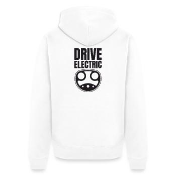 Drive Electric Supercharge - Elektro Auto Fans - Unisex Premium Bio Zip Hoodie - Weiß - Hinten - Thijin (182cm)