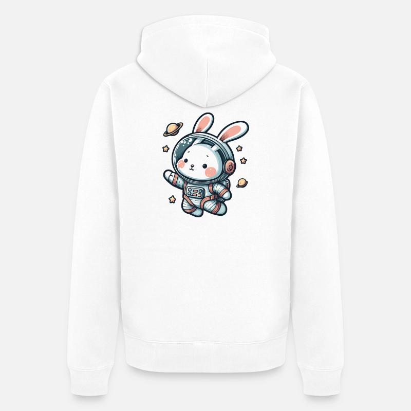 Lapin mignon, astronaute, lapin dans l’espace - Veste à capuche bio Premium Unisexe - blanc