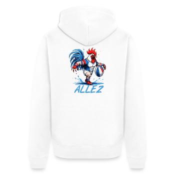 RUGBY FRANCE, sport aux couleurs bleu blanc rouge - Veste à capuche bio Premium Unisexe - blanc - Dos - Thijin (182cm)