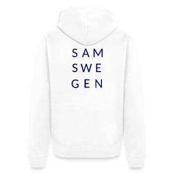 Samswegen Schriftzug - Unisex Premium Bio Zip Hoodie - Weiß - Hinten - Thijin (182cm)