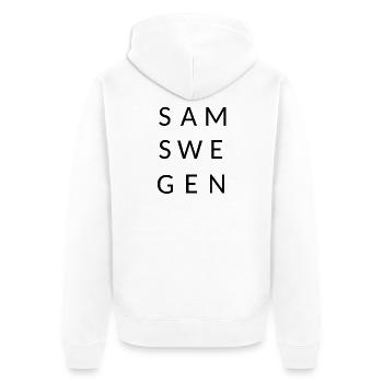 samswegen TRANSPARENTTOP sw o nav - Unisex Premium Bio Zip Hoodie - Weiß - Hinten - Thijin (182cm)