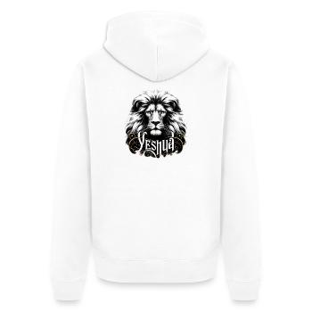 Prächtiger Löwenkopf mit Name Yeshua - Unisex Premium Bio Zip Hoodie - Weiß - Hinten - Thijin (182cm)