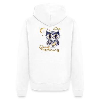 good morning, owl - Unisex Premium Organic Zip Hoodie - white - Back - Thijin (182cm)