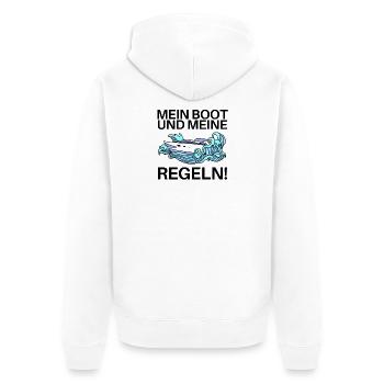 Boote Motorboot Regeln Spruch lustig - Unisex Premium Bio Zip Hoodie - Weiß - Hinten - Thijin (182cm)