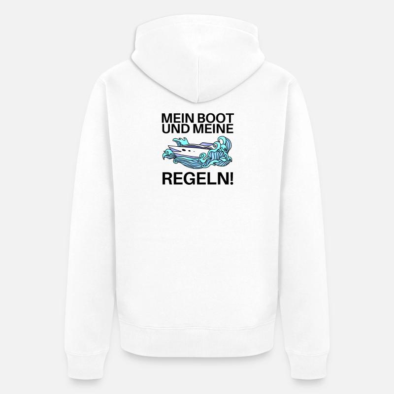 Boote Motorboot Regeln Spruch lustig - Unisex Premium Bio Zip Hoodie - Weiß
