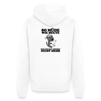 Ausschlafen Müde Spruch lustig Schlafen - Leopard - Unisex Premium Bio Zip Hoodie - Weiß - Hinten - Thijin (182cm)