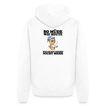 Ausschlafen Müde Spruch lustig Schlafen - Unisex Premium Bio Zip Hoodie - Weiß - Hinten - Thijin (182cm)