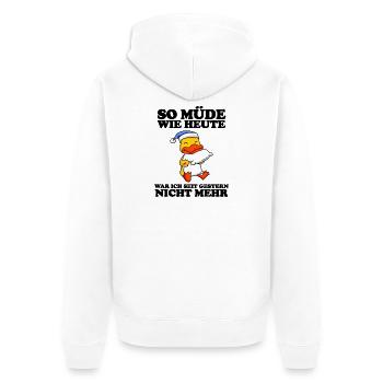Ausschlafen Müde Spruch lustig Schlafen - Ente - Unisex Premium Bio Zip Hoodie - Weiß - Hinten - Thijin (182cm)